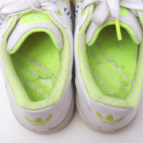 Adidas Superstar Leather Sneakers Running Shoes Neon Stripes Yellow Blue Red - Picture 9 of 12